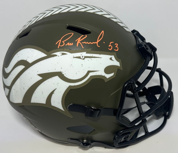 Broncos BILL ROMANOWSKI Signed Full Size SALUTE Replica Speed Helmet AUTO - JSA