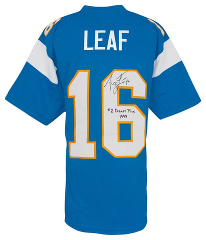 Ryan Leaf Signed Powder Blue Custom Football Jersey w/#2 Draft Pick 1998 -SS COA