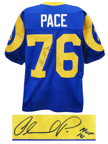 Orlando Pace Signed Blue & Yellow T/B Custom Football Jersey w/HOF'16 - SS COA