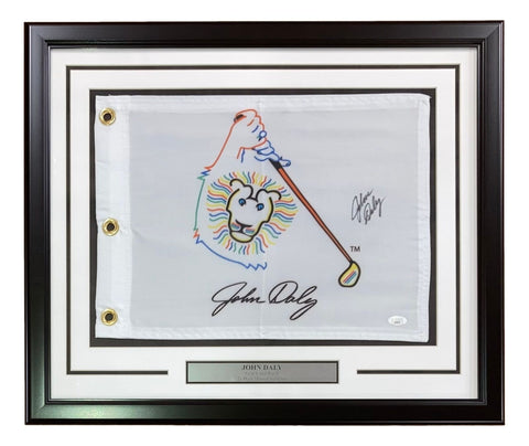 John Daly Signed Framed John Daly Logo Golf Flag 2 JSA