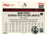 Mark Price Autographed/Signed 1987 Kellogs Trading Card Beckett Witness 59408