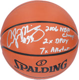 Alonzo Mourning Miami Heat Signed Indoor/Outdoor Basketball with Multiple Inscs