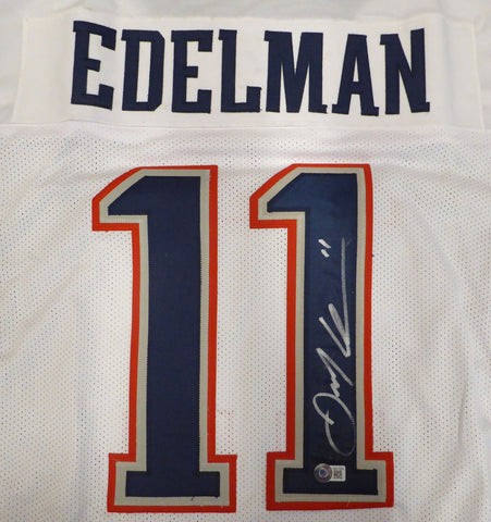 New England Patriots Julian Edelman Autographed White Jersey Beckett #BE41998