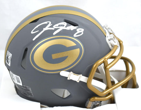 Josh Jacobs Autographed Green Bay Packers Slate Speed Mini Helmet-Beckett W Holo