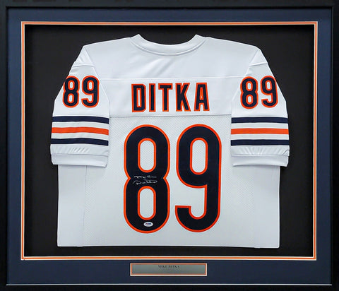 CHICAGO BEARS MIKE DITKA AUTOGRAPHED FRAMED WHITE JERSEY PSA/DNA STOCK #202414