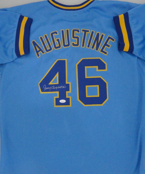 Brewers 82 AL Champ JERRY AUGUSTINE Signed Custom Replica BLUE Jersey AUTO - JSA