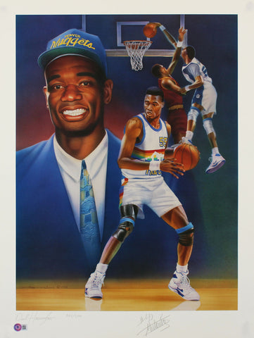 Nuggets Dikembe Mutumbo Signed 20x26.5 Lithograph LE #382/500 BAS #BJ06317