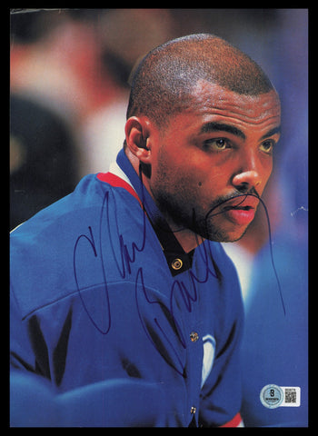 Charles Barkley Autographed 8x11 Magazine Page Photo 76ers Beckett QR #BS36778