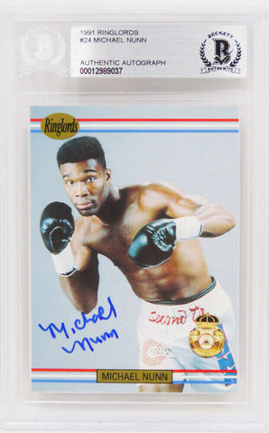Michael Nunn Autographed 1991 Ringlords Boxing Card #24 - (Beckett)