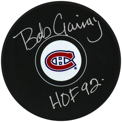 Bob Gainey Signed Canadiens (Small Logo) Hockey Puck w/HOF'92 - (SCHWARTZ COA)