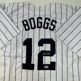 Autographed/Signed Wade Boggs New York Pinstripe Jersey Beckett BAS COA
