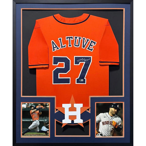 Jose Altuve Autographed Signed Framed Houston Astros Orange Jersey BECKETT