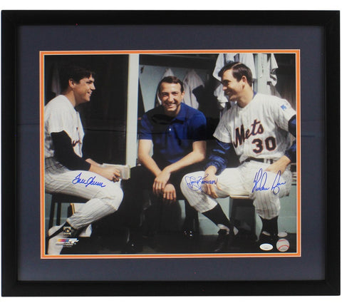 Tom Seaver, Jerry Koosman & Nolan Ryan Signed NY Mets Framed 16x20 MLB Photo