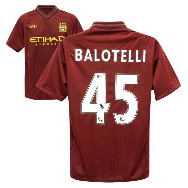 Mario Balotelli Signed Manchester City Away Soccer Jersey #45 with Beckett COA