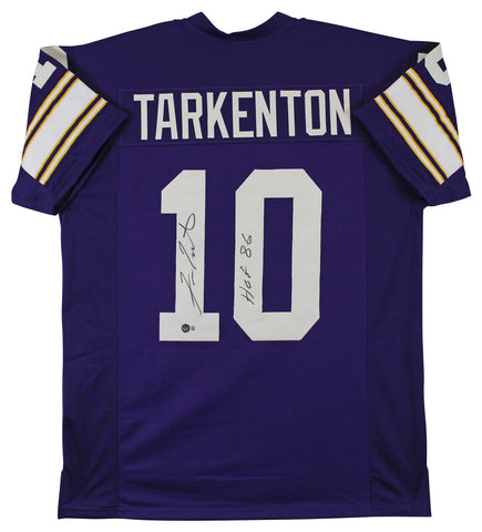 Fran Tarkenton "HOF 86" Signed Purple Pro Style Jersey BAS Witnessed #1W205271