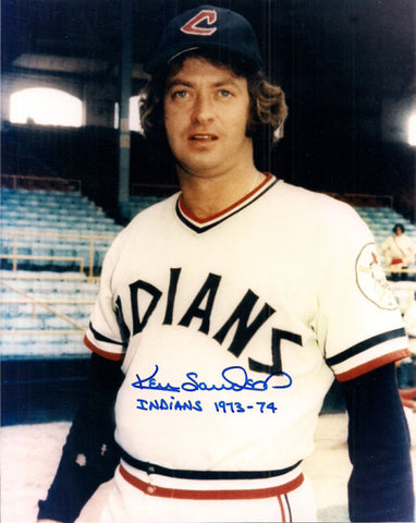 Cleveland Indians Pitcher KEN SANDERS Signed 8x10 Photo #1 AUTO - 1973 & 74