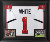 Rachaad White Signed Tampa Bay Buccaneers 35x43 Framed Home Jersey (Beckett) R.B