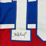 Framed Autographed/Signed Henri Richard 35x39 Montreal Red Jersey JSA COA