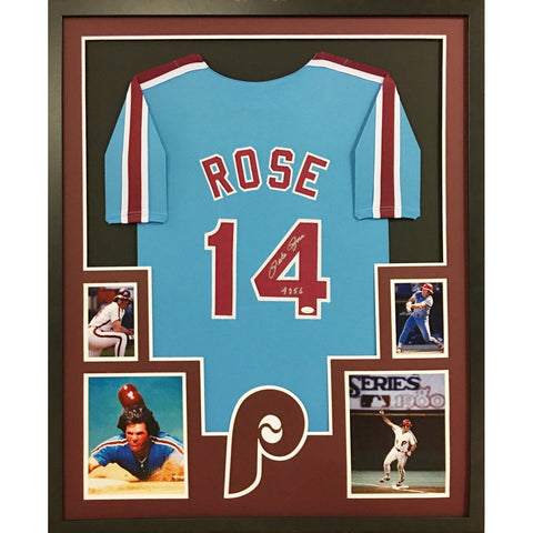 Pete Rose Autographed Signed Framed Phillies Philadelphia Jersey JSA