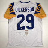 Autographed/Signed Eric Dickerson HOF 99 Los Angeles LA White Jersey JSA COA