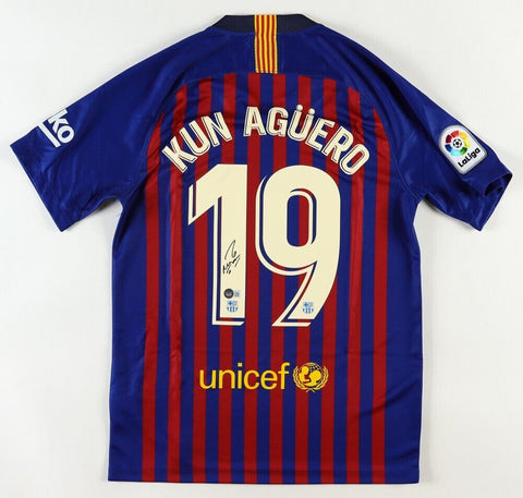 Kun Aguero Signed Barcelona Nike Style Jersey (Beckett COA)Futbol Club Barcelona