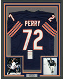 Framed Autographed/Signed William Perry 33x42 Chicago Blue Jersey JSA COA