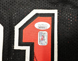 CHICAGO BULLS DENNIS RODMAN AUTOGRAPHED SIGNED BLACK JERSEY JSA STOCK #215736