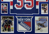 SUEDE FRAMED N.Y. RANGERS MIKE RICHTER AUTOGRAPHED 4x INSCRIBED JERSEY JSA COA
