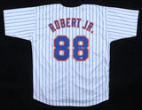 Luis Robert Signed New York Mets Pinstriped Jersey (Beckett) 2020 Gold Glover