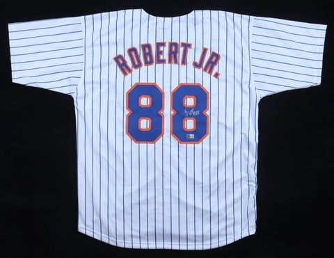 Luis Robert Signed New York Mets Pinstriped Jersey (Beckett) 2020 Gold Glover