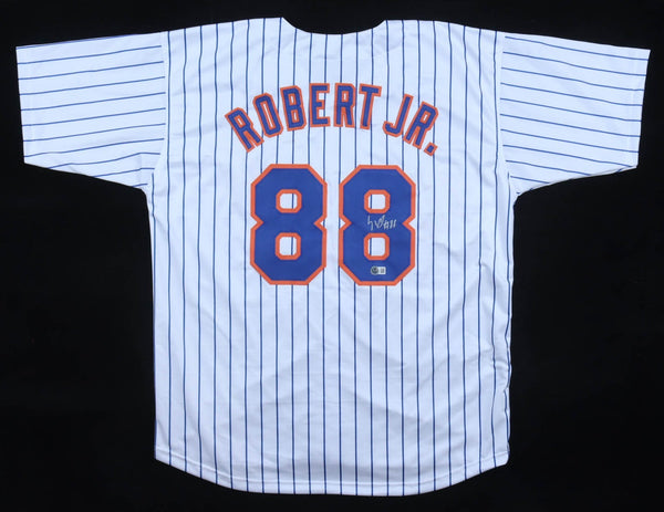 Luis Robert Signed New York Mets Pinstriped Jersey (Beckett) 2020 Gold Glover