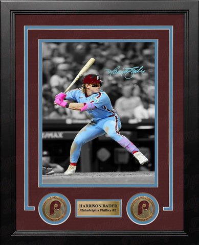 Harrison Bader Throwback Philadelphia Phillies Autographed 8" x 10" Framed Photo