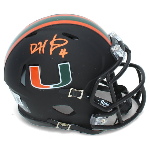 Devin Hester Autographed Miami Hurricanes Black Speed Mini Helmet Beckett