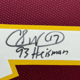 FRAMED Autographed/Signed CHARLIE WARD 35x39 Florida Maroon Jersey JSA COA