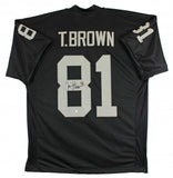 Tim Brown Signed Oakland Raiders Jersey (Beckett) Ex-Irish All Pro Wide Receiver