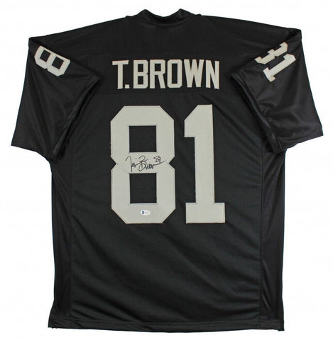Tim Brown Signed Oakland Raiders Jersey (Beckett) Ex-Irish All Pro Wide Receiver