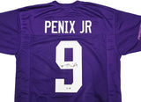 WASHINGTON MICHAEL PENIX JR. AUTOGRAPHED PURPLE JERSEY BECKETT WITNESS 242574