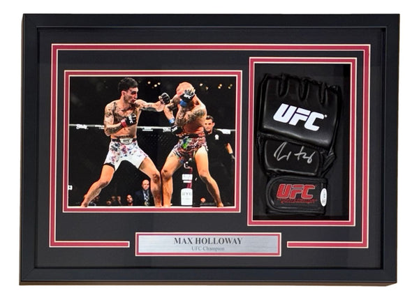 Max Holloway Signed UFC Replica Fight Glove In Shadowbox JSA QR