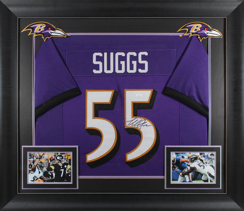 Ravens Terrell Suggs Authentic Signed Purple Pro Style Framed Jersey JSA Witness