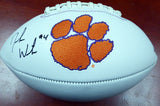 DESHAUN WATSON AUTOGRAPHED CLEMSON TIGERS WHITE LOGO FOOTBALL BECKETT BAS 113698