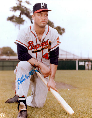 Milw Braves EDDIE MATHEWS Signed 8x10 Photo #2 AUTO - 1957 WS Champ - HOF 1978