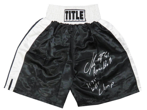 Oliver McCall Signed Title Black Boxing Trunk w/Atomic Bull, 94-95 Champ -SS COA