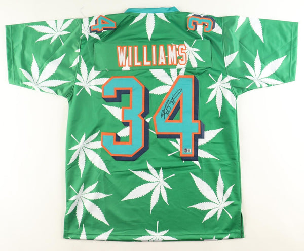 Ricky Williams Signed Miami Dolphins Weed Leaf Print Jersey (Beckett)
