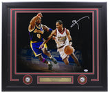 Allen Iverson Signed Framed 16x20 Philadelphia 76ers Photo vs. Kobe PSA