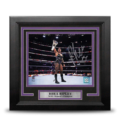 Rhea Ripley WrestleMania Title Autographed 8x10 Framed Wrestling Photo Fanatics