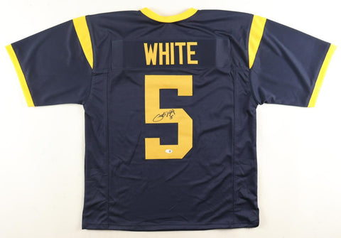 Pat White Signed West Virginia Mountaineers Blue Jersey (JSA) 2009 2nd Round Pck