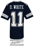 Danny White (COWBOYS) Signed Navy Custom Football Jersey - (SCHWARTZ COA)