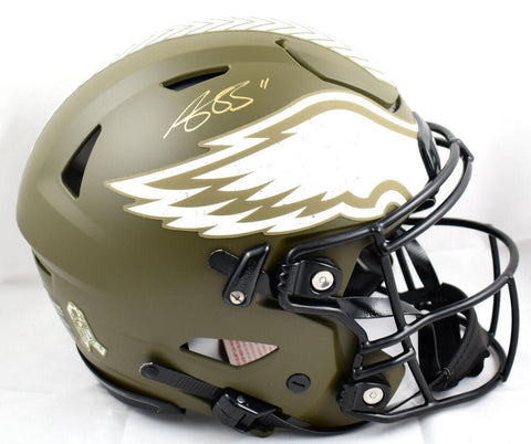 A.J. Brown Autographed Eagles F/S Salute to Service Speed Flex Helmet- Beckett W