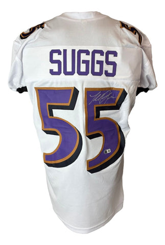 Terrell Suggs Baltimore Signed White Pro-Cut Football Jersey BAS