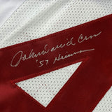Framed Autographed John Crow 33x42 57 Heisman Texas A&M White Jersey JSA COA